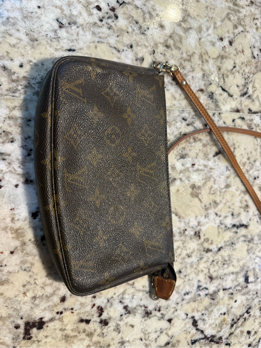Louis Vuitton Brown And Tan Canvas Wristlet Pouch